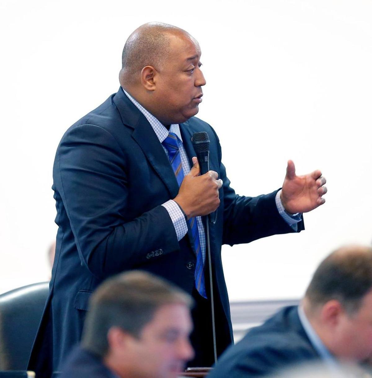 Sen. Joel Ford speaks in the Senate chambers at the N.C General Assembly on Sept. 24, 2015.