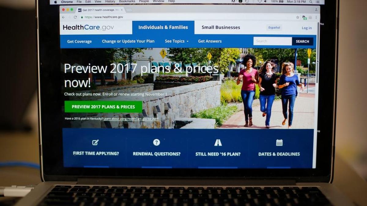 FILE - In this Oct. 24, 2016 file photo, the HealthCare.gov 2017 web site home page is seen on a laptop in Washington. President-elect Donald Trump has said he may keep some parts of his predecessor's signature health care overhaul. No final decisions have been made.