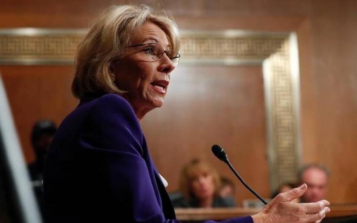 Betsy DeVos, nominated to lead the U.S. Department of Education, testifies on Capitol Hill in Washington, Jan. 17, 2017, at her confirmation hearing before the Senate Health, Education, Labor and Pensions Committee.