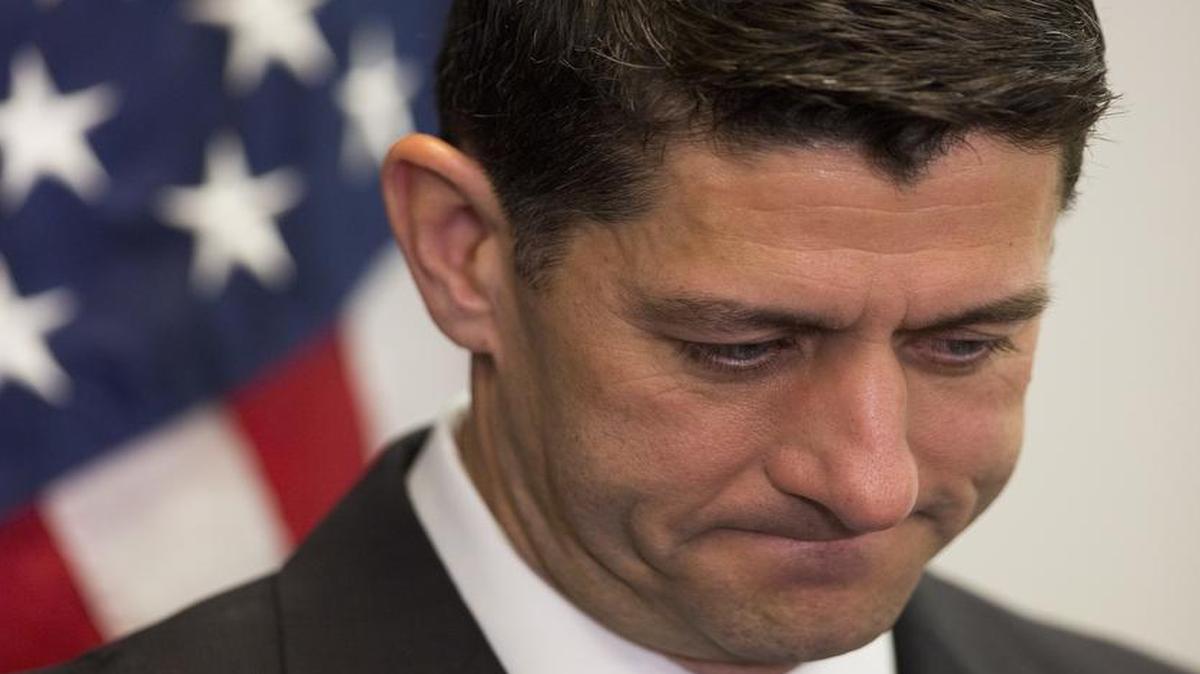 House Speaker Paul Ryan of Wis. listens during a news conference after a GOP caucus meeting on Capitol Hill in Washington, Wednesday, April 26, 2017.
