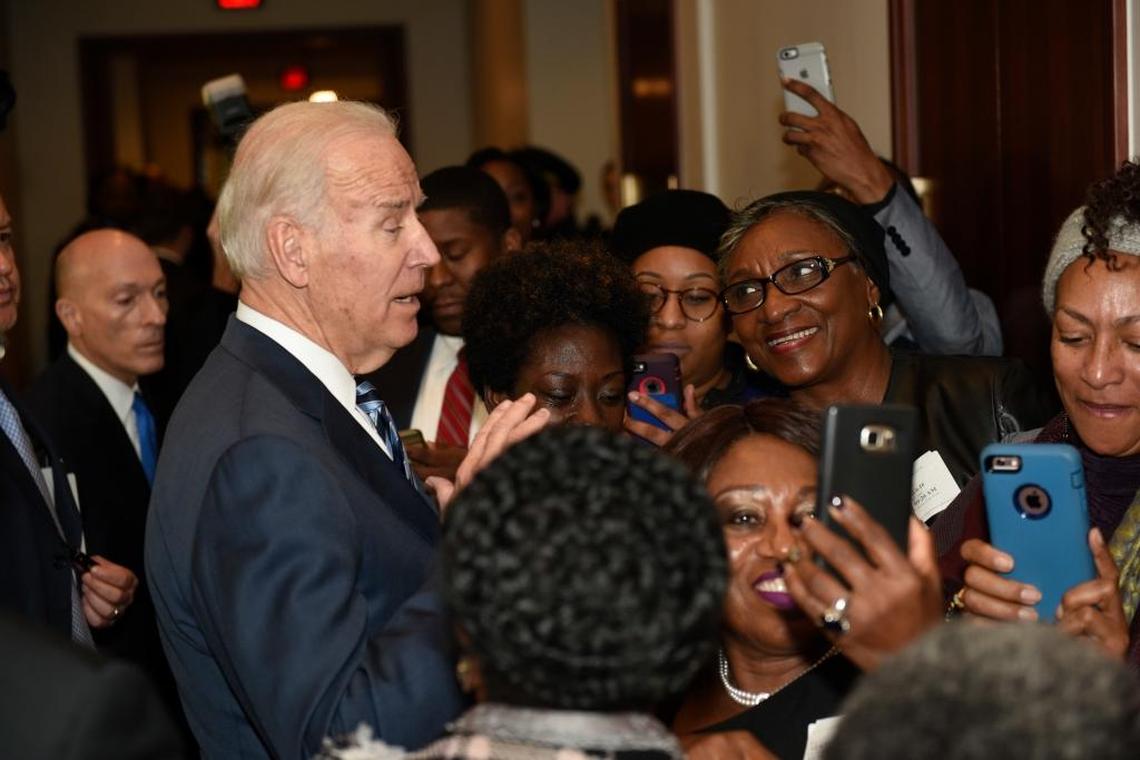 Vice President Joe Biden interacts with visitors on Capitol Hill in Washington this week.