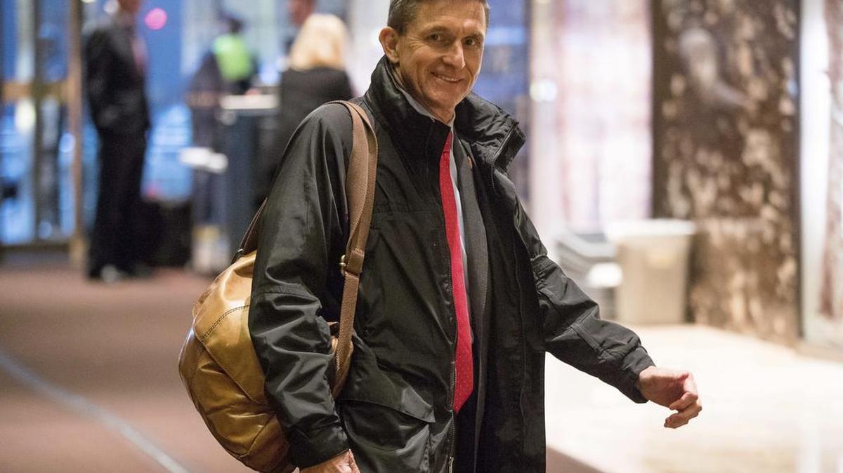 In this Jan. 3, 2017, file photo, Michael Flynn, then President-elect Donald Trump’s nominee for national security adviser, arrives at Trump Tower in New York. As House Republicans try to turn attention to a tax overhaul plan, they’re being hammered instead with questions about Flynn and Trump.