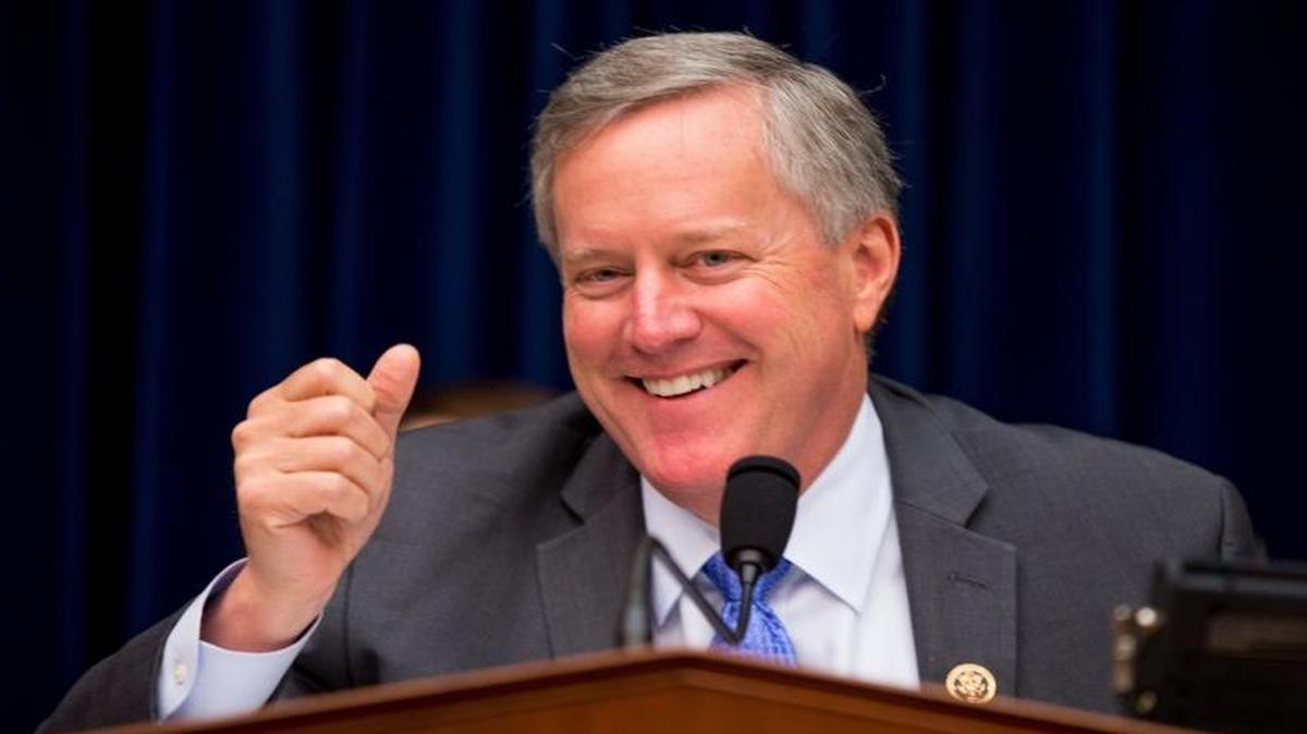 House Government Operations subcommittee Chairman Rep. Mark Meadows, R-N.C. jokes on Capitol Hill in Washington, May 12, 2016.