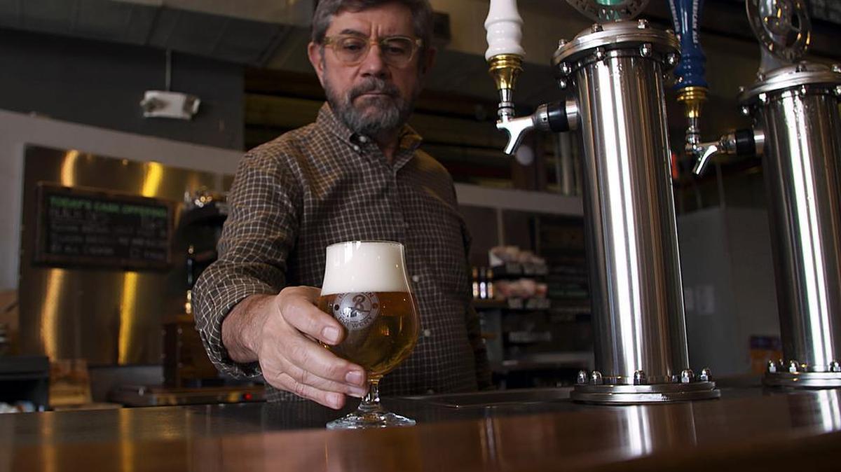 In this Feb. 24, 2017, image from video, Brooklyn Brewery co-founder Steve Hindy poses for a photo at Brooklyn Brewery, in New York. Brooklyn Brewery is now one of the country’s biggest craft breweries, but Hindy remembers when he had to convince a small Brooklyn club to carry his beer.