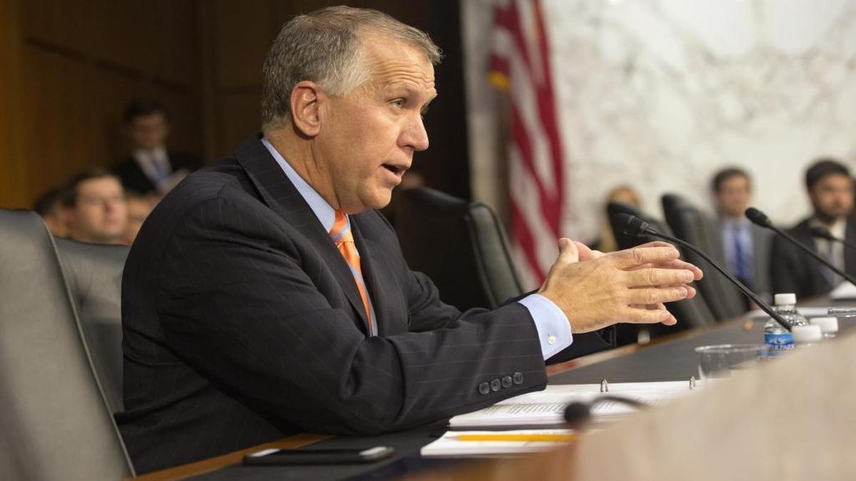 FILE – U.S. Sen. Thom Tillis, R-N.C., at a Capitol Hill hearing, Jan. 28, 2015.