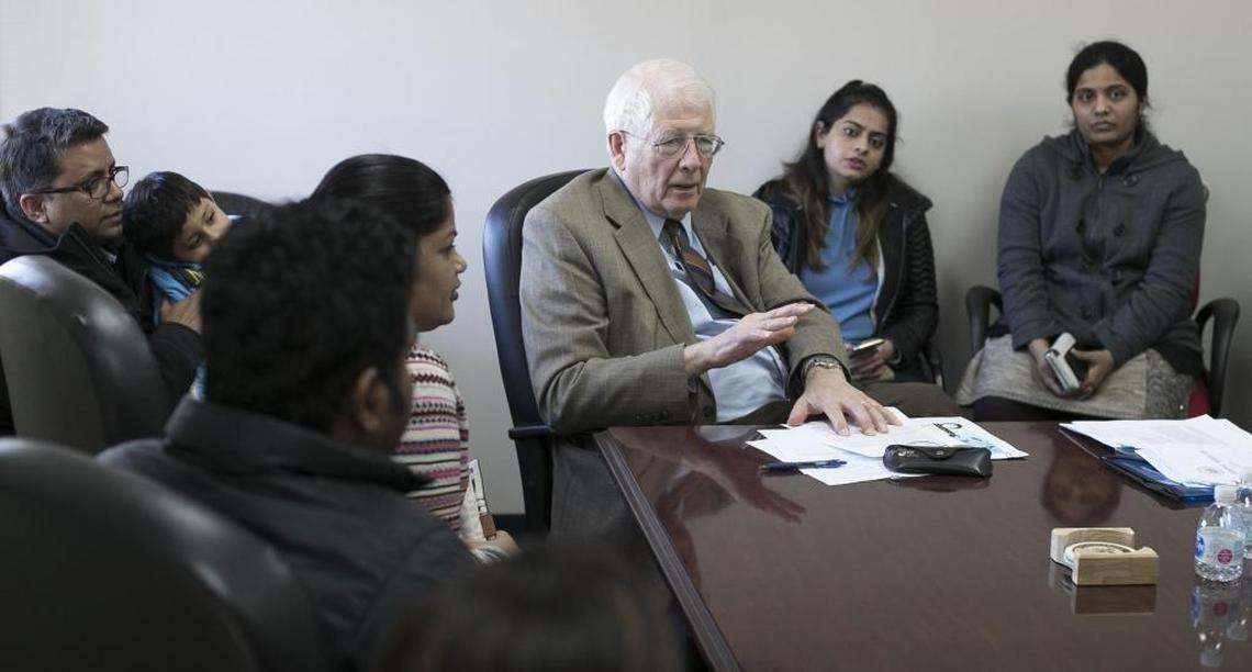 Rep. David Price meets with a group of visa holders from the Wake County Indian community on Thursday, January 25, 2017 in Chapel Hill, N.C. The group is concerned about possible changes to their visa status by the Trump administration that could mean the loss of permission to work.