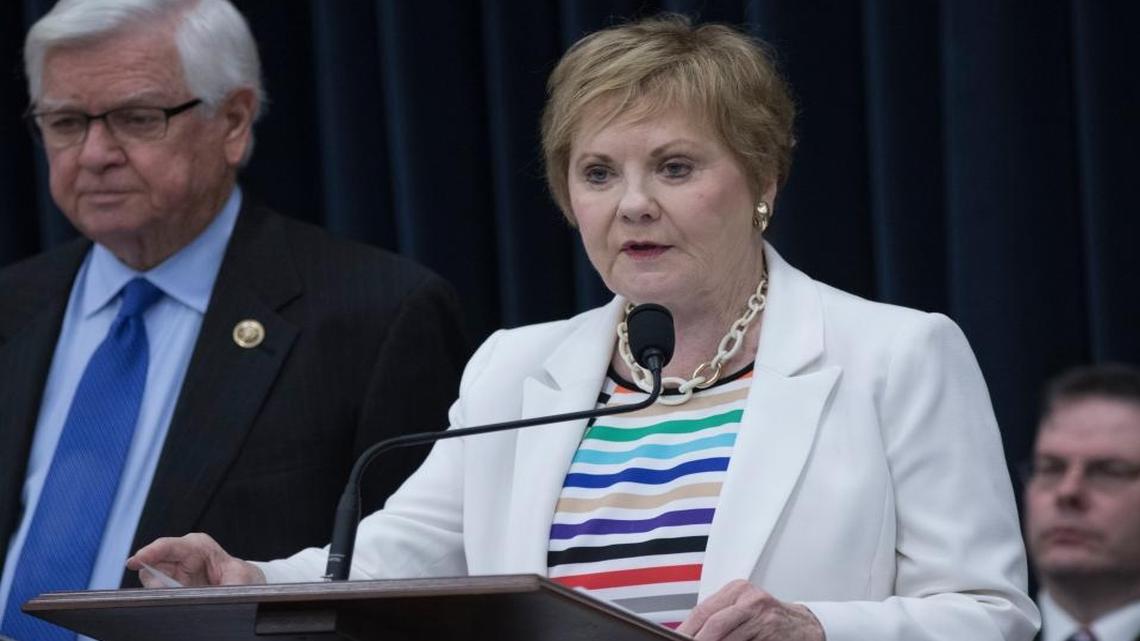 Rep. Kay Granger, R-Texas, right, chairman of the House Appropriations Committee's Subcommittee on State, Foreign Operations and Related Agencies, speaks during the committee's consideration of the funding bill for fiscal year 2017 for those agencies in Washington, D.C., on July 12, 2016.