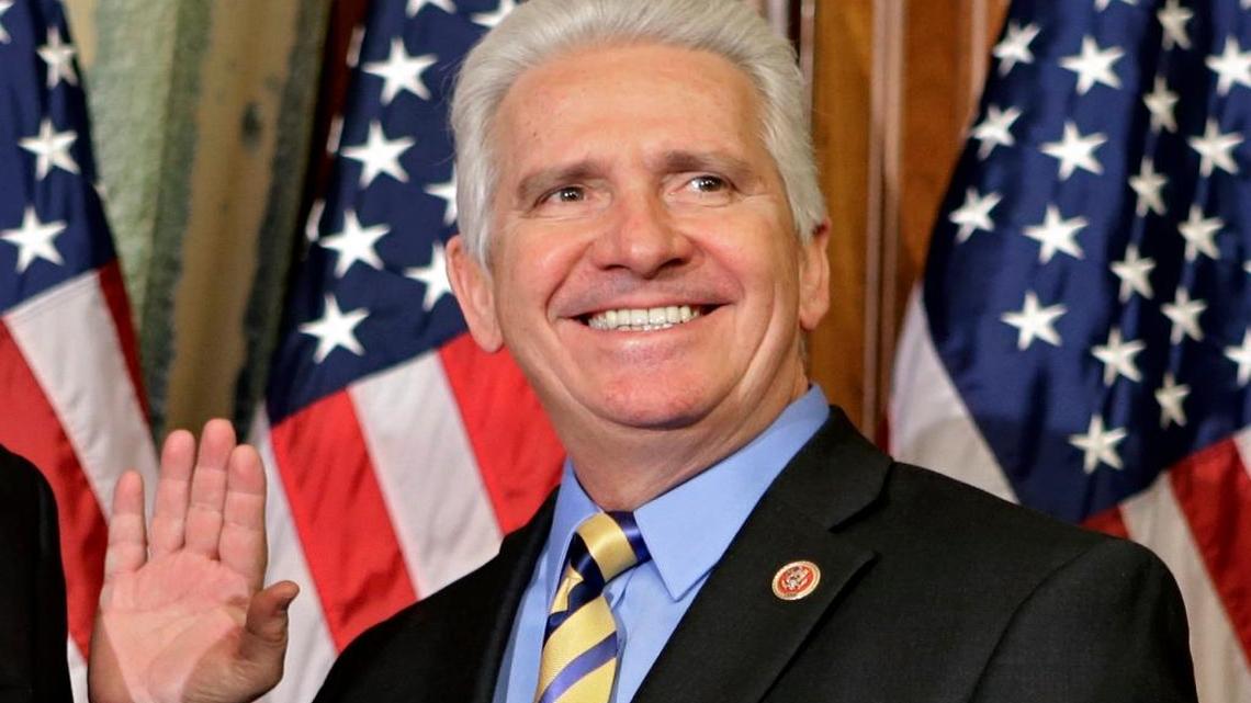 In this file photo, Rep. Jim Costa, D-Calif., poses for a re-creation of his swearing in on Capitol Hill in Washington as the 113th Congress began. Jan. 3, 2013
