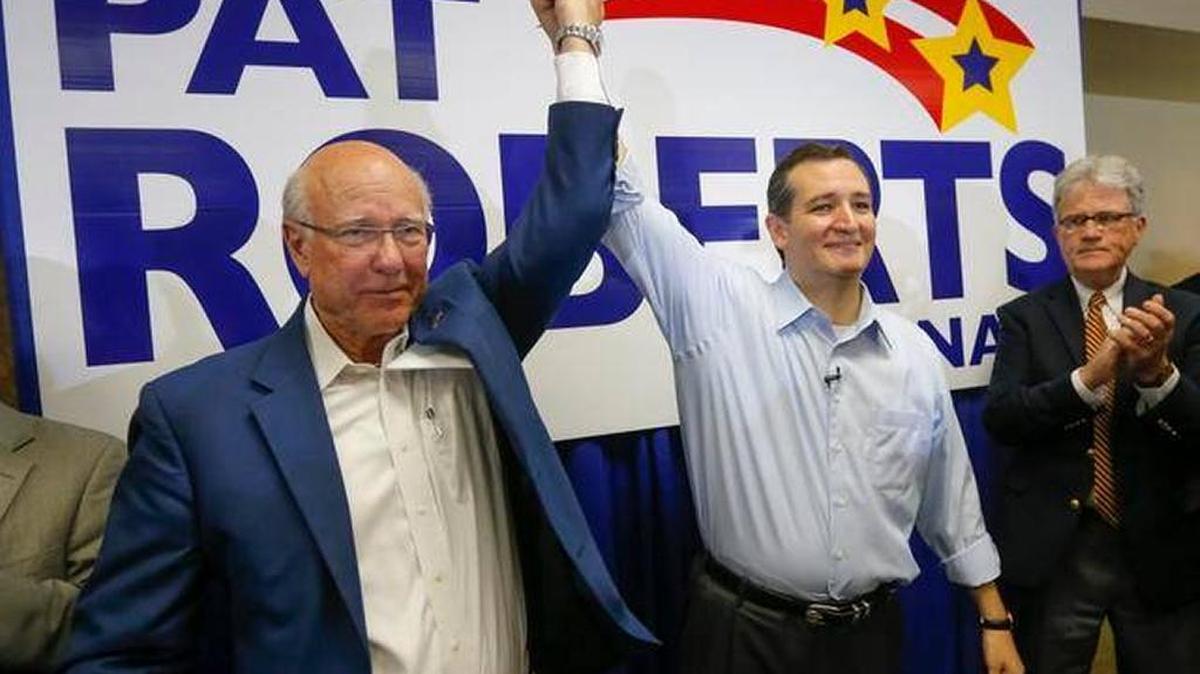 Sen. Pat Roberts of Kansas campaigned for re-election with fellow Republican Sen. Ted Cruz of Texas in Wichita in October 2014. Roberts is the wealthiest member of the Kansas delegation, but far from the wealthiest member of Congress.