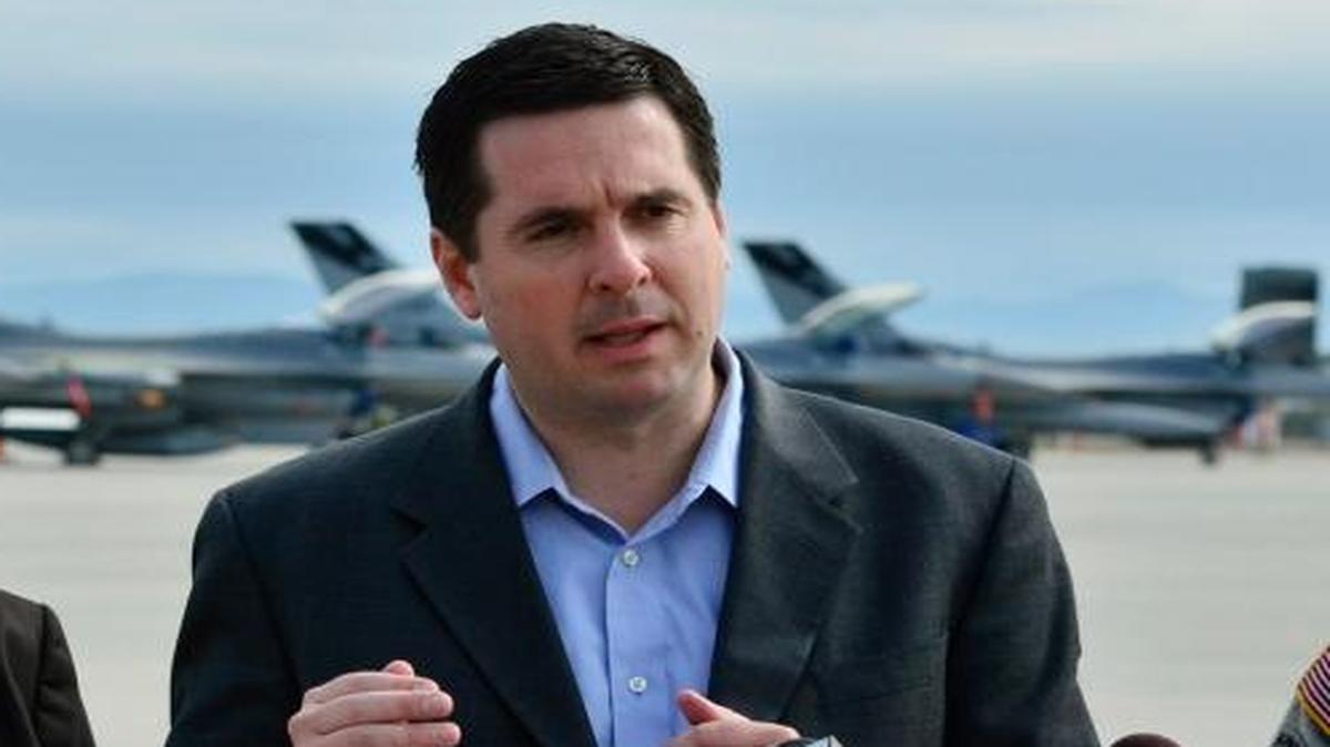 Congressman Devin Nunes addresses the media in 2012 in Fresno, accompanied by Fresno Mayor Ashley Swearengin and Congressman Jim Costa.