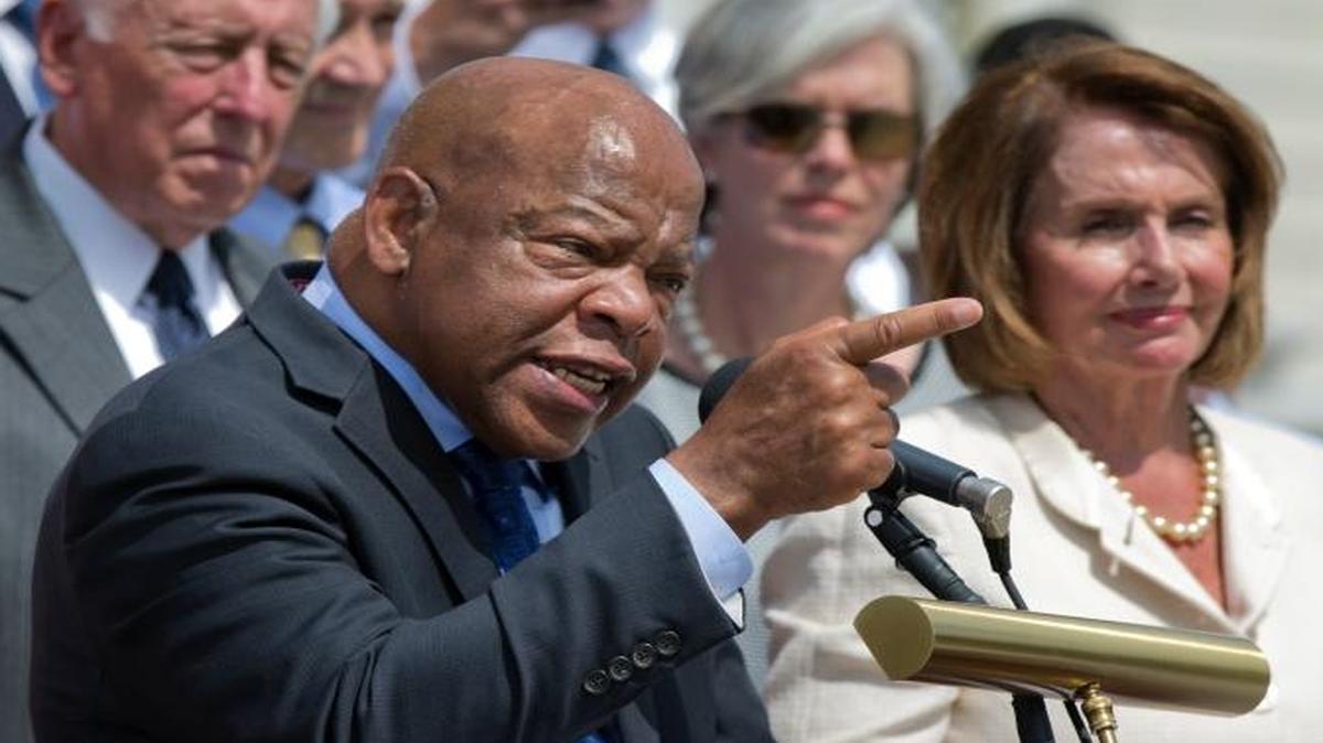 Rep. John Lewis, a Georgia Democrat, addresses a rally Wednesday, July 6, 2016, on the steps of the U.S. Capitol.