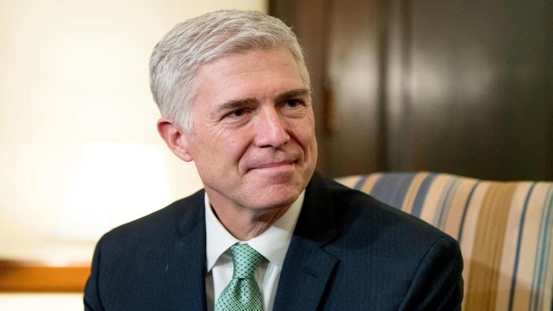 In this Feb. 14, 2017, file photo, Supreme Court nominee Neil Gorsuch is seen on Capitol Hill in Washington.
