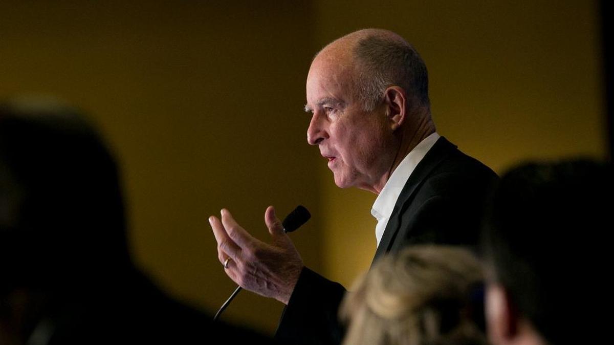 California Gov. Jerry Brown speaks at the Chief Probation Officers of California's Juvenile Realignment Conference, Friday, Oct. 20, 2017, in Sacramento.