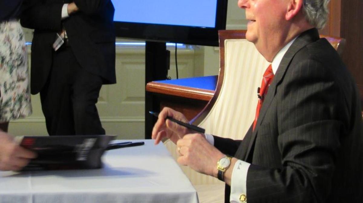 Senate Majority Leader Mitch McConnell of Kentucky signed copies of his memoir on Tuesday in Washington.