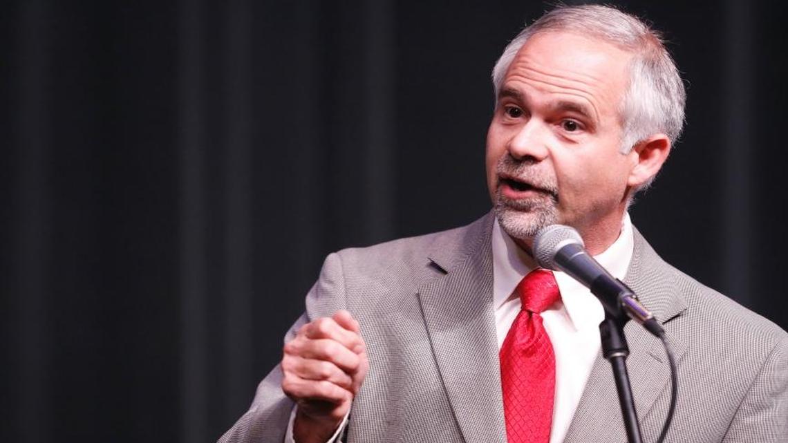Kansas Congressman Tim Huelskamp during a debate with candidate Dr. Roger Marshall.