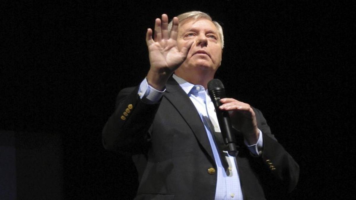 U.S. Sen. Lindsey Graham, R-S.C., speaks at a town hall in Clemson, S.C., on March 4, 2017. Graham told the rowdy crowd of 1,000 people who packed a theater at Clemson University that he isn't sure what the Republican health care plan is, but he remains against a single-payer system.