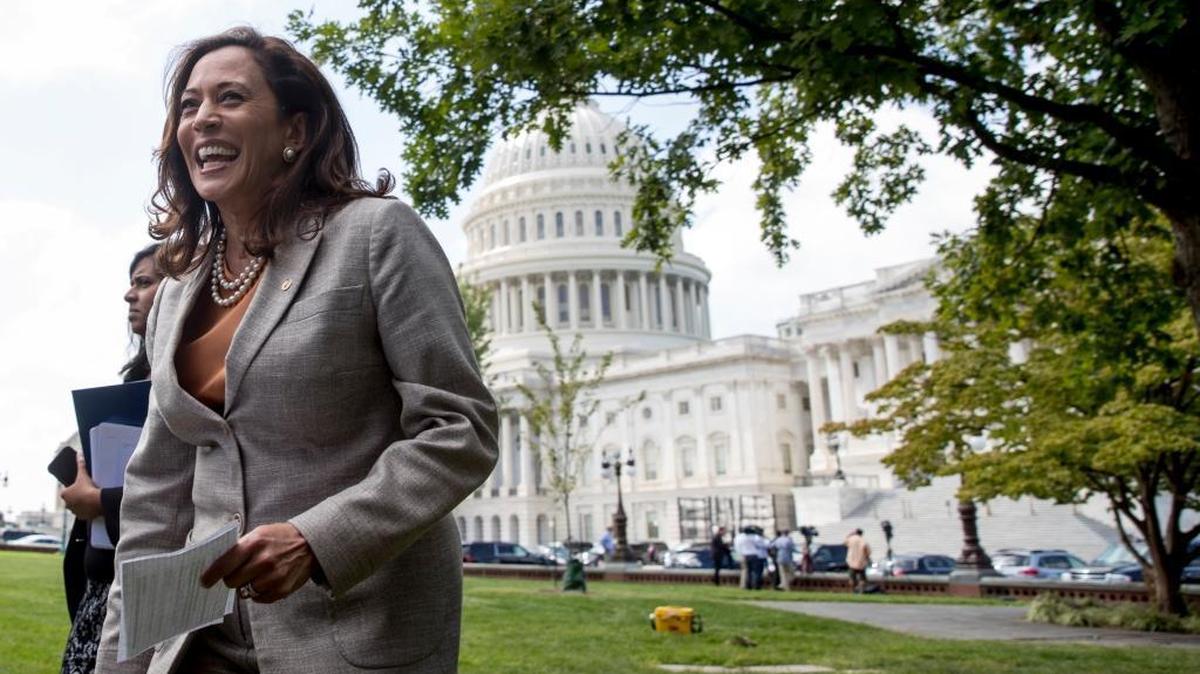 Sen. Kamala Harris, D-Calif., arrives at a rally of health care advocates, grassroots activists, and others outside the Capitol in Washington, Tuesday, Sept. 19, 2017. Harris filed criminal charges against Backpage.com executives when she was attorney general of California.