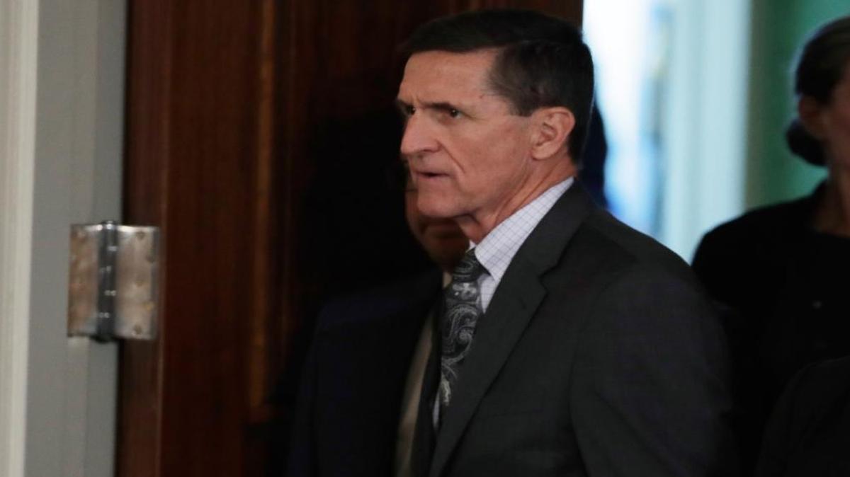 Michael Flynn was President Trump’s national security adviser when this photo was shot Feb. 13. By the end of the day, he’d been fired.