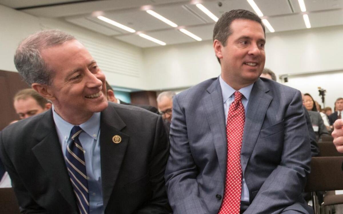 In this June 9, 2016, file photo, House Intelligence Committee Chairman Rep. Devin Nunes, R-Calif., right, and Rep. Mac Thornberry, R-Texas, left, talk in Washington.
