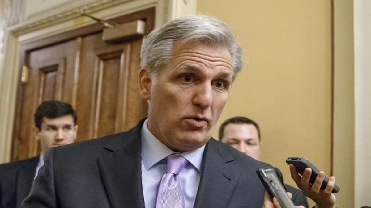 In this Nov. 17, 2014 file photo, House Majority Leader Kevin McCarthy of Calif., departs an orientation luncheon for newly-elected GOP members of the House, on Capitol Hill in Washington.