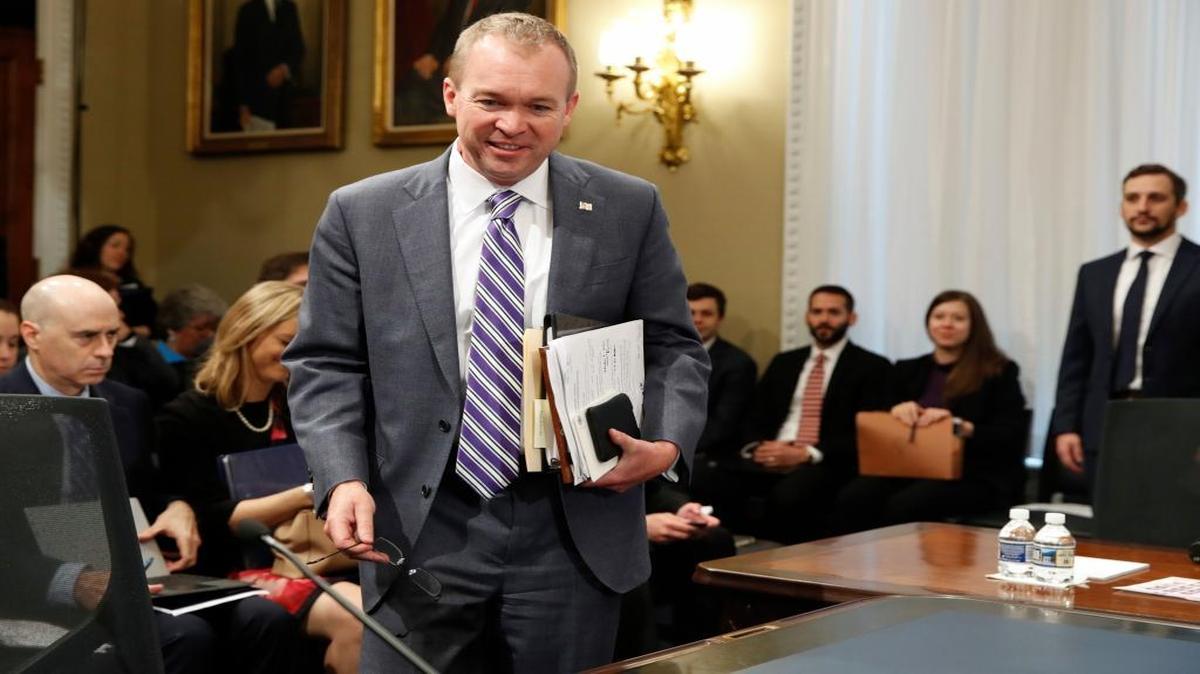 Budget Director Mick Mulvaney arrives on Capitol Hill in Washington, Wednesday, May 24, 2017, to testify before the House Budget Committee hearing about President Donald Trump’s fiscal 2018 federal budget.