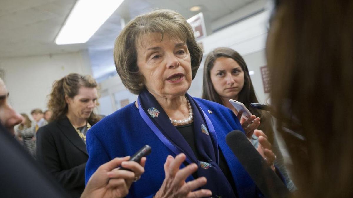 In this June 2, 2015, photo, Sen. Dianne Feinstein, D-Calif. speaks with reporters on Capitol Hill in Washington. She and other lawmakers use appropriations bills to block certain projects and programs.