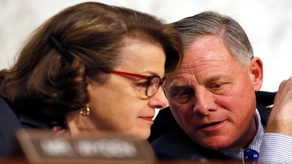 Sens. Dianne Feinstein, D-Calif., and Richard Burr, R-N.C., during Tuesday’s Senate Intelligence Committee hearing.