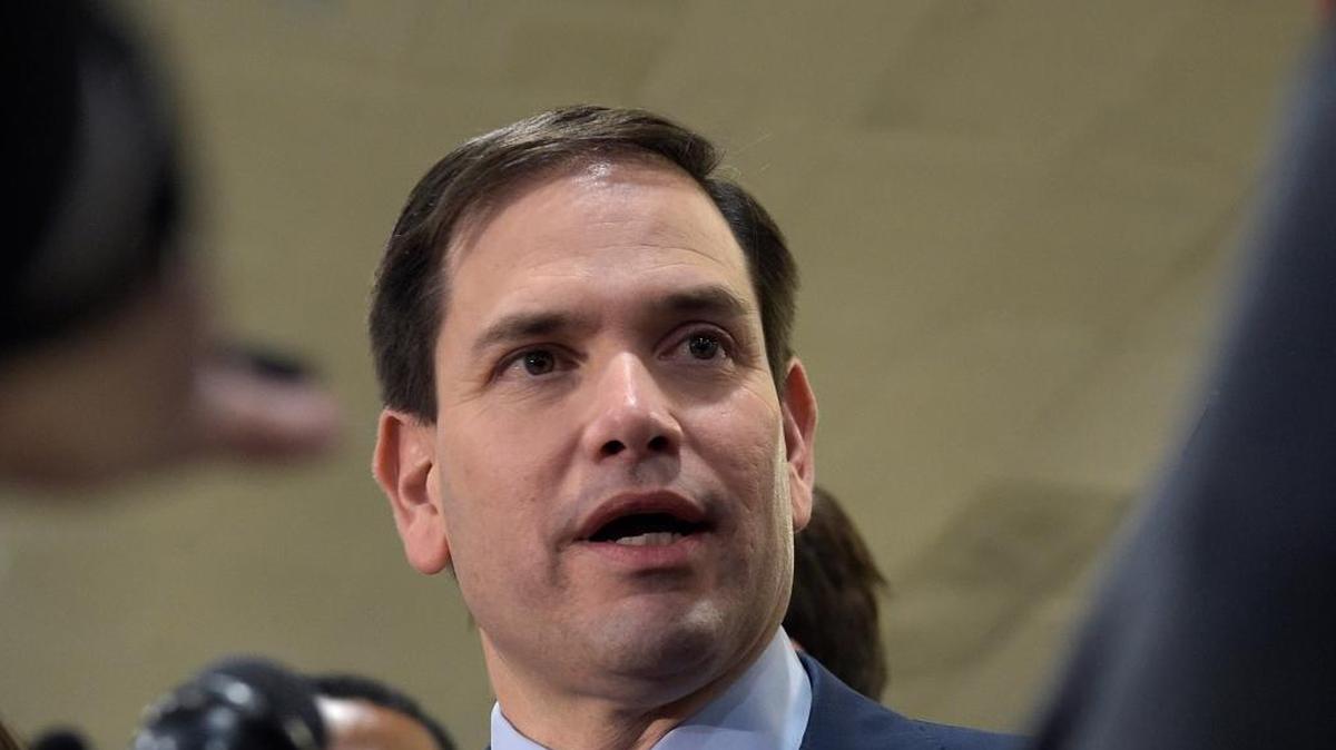 In this April 7, 2017, file photo, Sen. Marco Rubio, R-Fla., speaks to reporters on Capitol Hill in Washington.