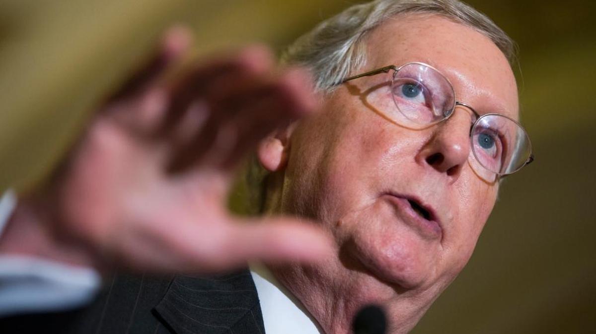 
FILE - In this Sept. 16, 2015 file photo, Senate Majority Leader Sen. Mitch McConnell of Ky. speaks on Capitol Hill in Washington. Democrats seem certain to block Republican legislation banning most late-term abortions in a Senate showdown with plenty of political significance but little suspense. I'm asking colleagues to open their hearts and help defend the defenseless," McConnell said Monday. 
