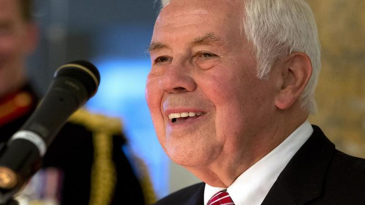 Former Sen. Richard Lugar, R-Ind. a former Senate Foreign Relations Committee chairman, is among 75 ex-Congress members who signed a letter supporting a nuclear deal with Iran. Former Sen. Carl Levin, D-Mich., a former Senate Armed Services Committee chair, also signed the letter. In photo, Lugar speaks during a ceremony at the British Embassy in Washington, D.C. on April 16, 2013.