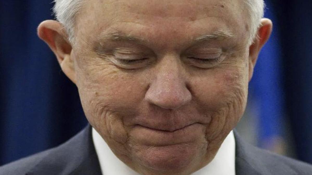 US Attorney General Jeff Sessions delivers a speech outlining the Department of Justice policy regarding Sanctuary Cities and crime by illegal immigrants at the US Attorney's Office in Center City Philadelphia last week.