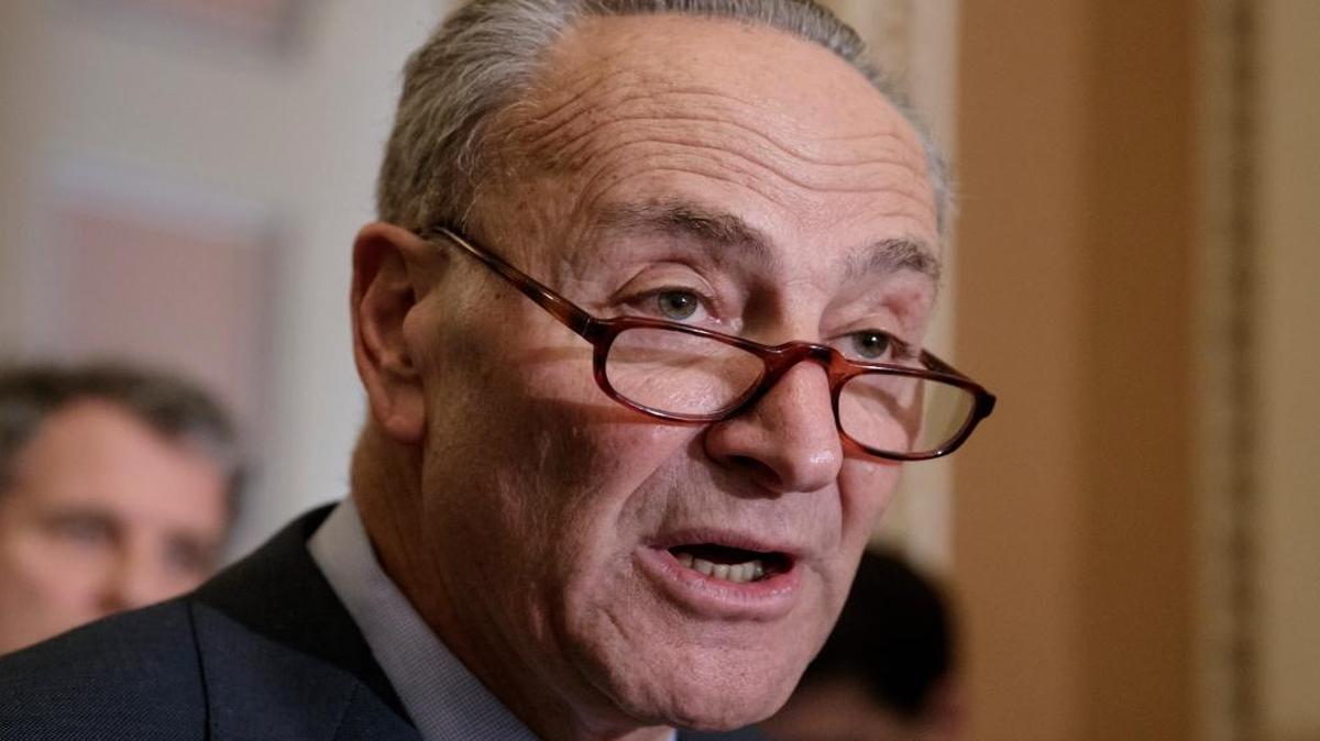Senate Minority Leader Chuck Schumer, D-N.Y., speaks with reporters about his opposition to Supreme Court nominee Neil Gorsuch, March 21, 2017, on Capitol Hill in Washington.