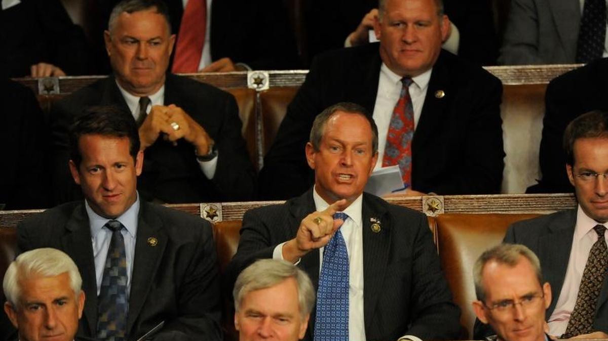 Rep. Joe Wilson, R-S.C., shouts out "You lie" during President Barack Obama's address to a Joint Session of Congress concerning healthcare September 9, 2009 in Washington, D.C.