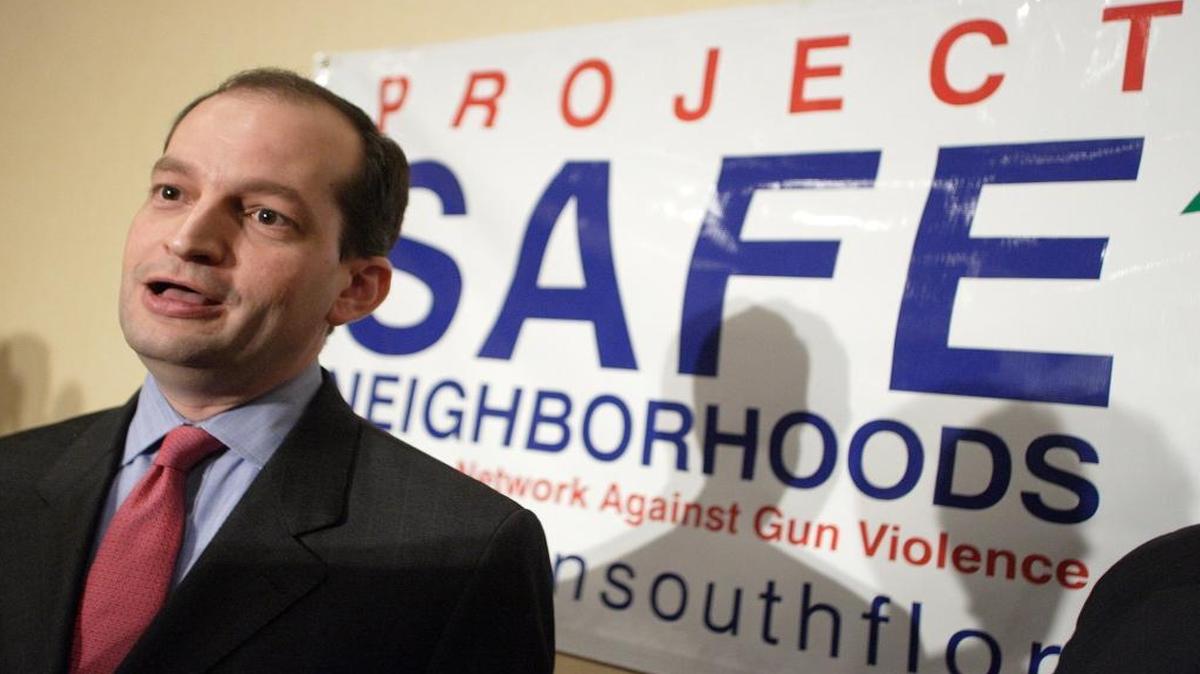 Alex Acosta speaks during a news conference during the opening session of a South Florida Anti-Gang Summit at Miami Hilton Hotel on Sept. 29, 2008.