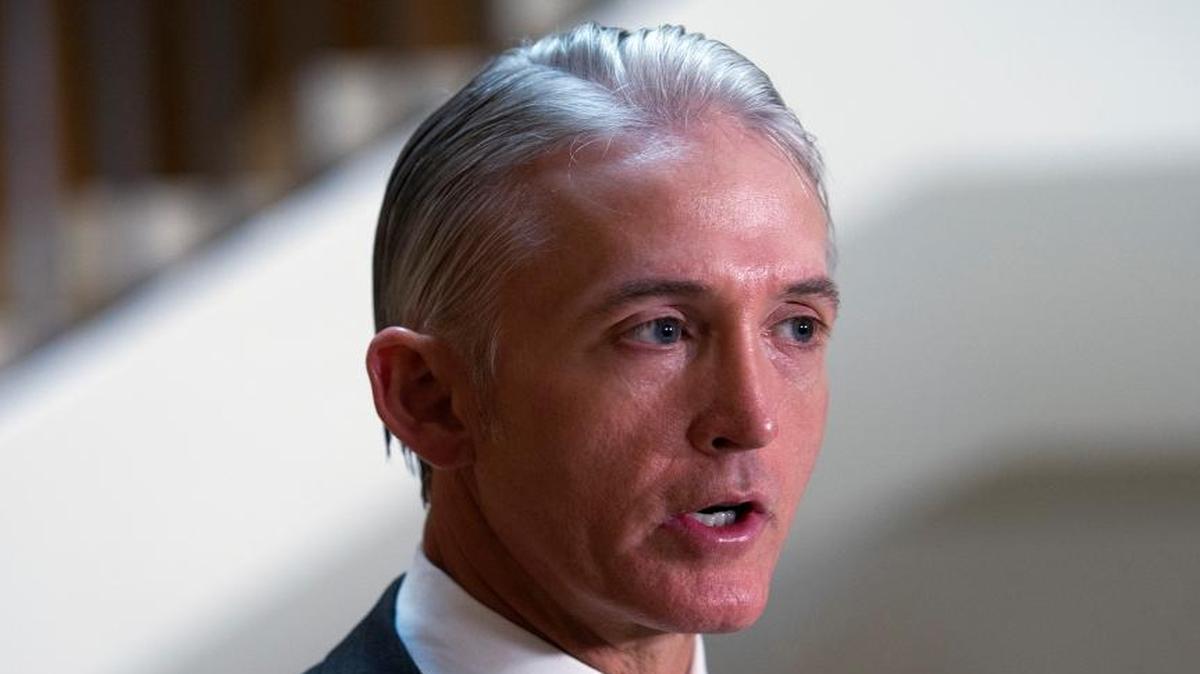 
House Select Committee on Benghazi Chairman Trey Gowdy, R-S.C., talks with the news media before walking to a hearing room to hear testimony from Jake Sullivan, former Hillary Clinton aide during her tenure as Secretary of State, before a House panel on the Benghazi investigation on Capitol Hill in Washington, Friday, Sept. 4, 2015. (AP Photo/Cliff Owen)
