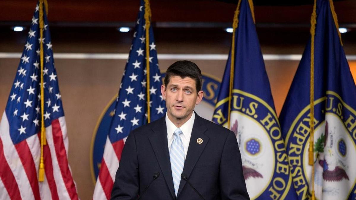 Rep. Paul Ryan, R- Wis., speaks at a news conference following a House GOP meeting, Tuesday, Oct. 20, 2015, in Washington. Ryan received support Thursday from two House Republican groups for his probable bid for House speaker.