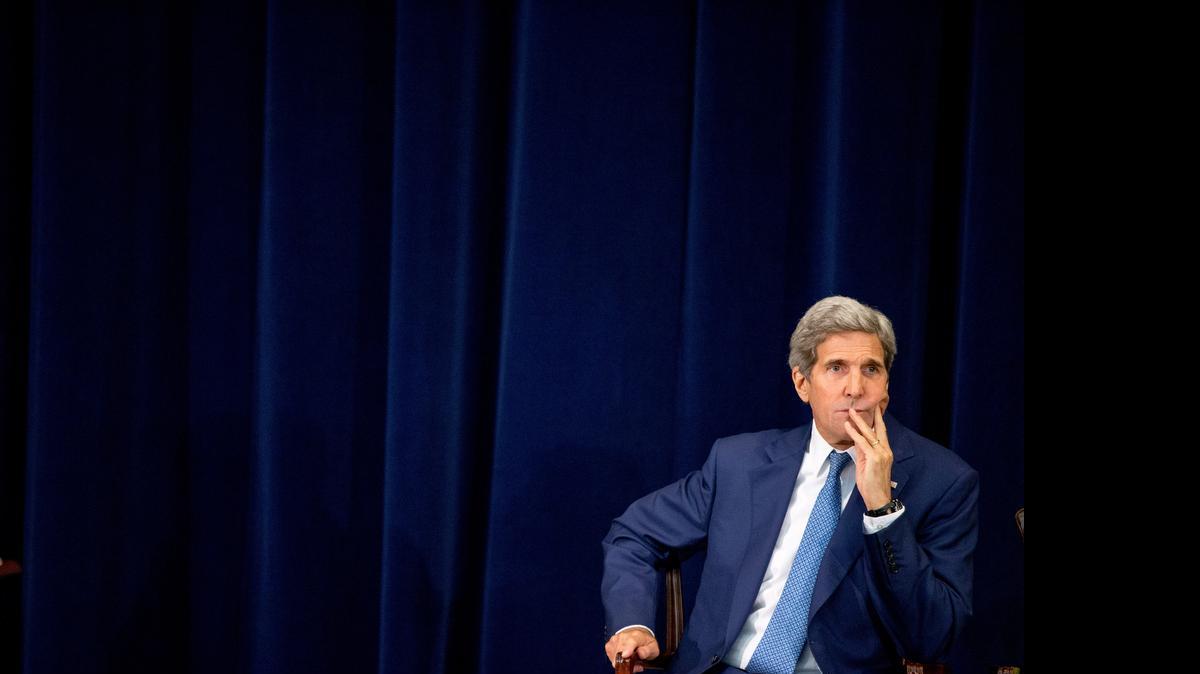 
Secretary of State John Kerry sits on stage during a news conference at the State Department in Washington, Monday, July 27, 2015, where he released the 2015 Trafficking in Persons Report. The State Department has taken Malaysia and Cuba off its blacklist of countries failing to combat modern-day slavery, leaving the U.S. open to criticism that politics is swaying the often-contentious rankings in its annual human trafficking report.
