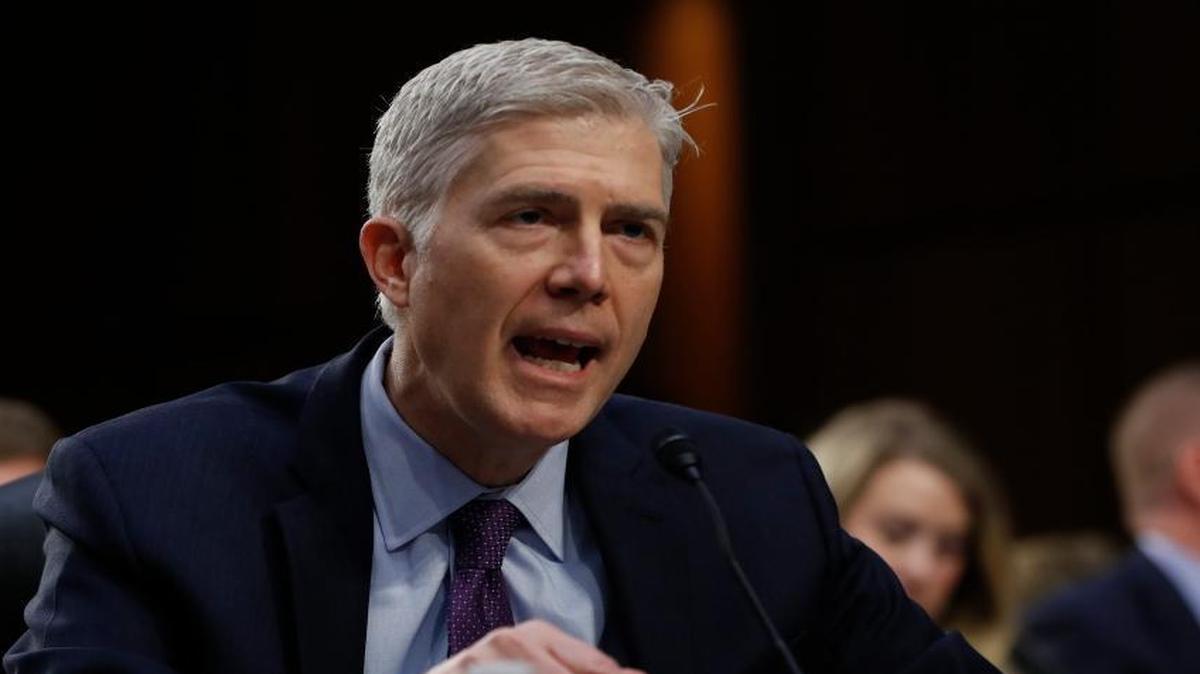 Supreme Court nominee Judge Neil Gorsuch speaks on Capitol Hill in Washington on March 21, 2017, during his confirmation hearing before the Senate Judiciary Committee.