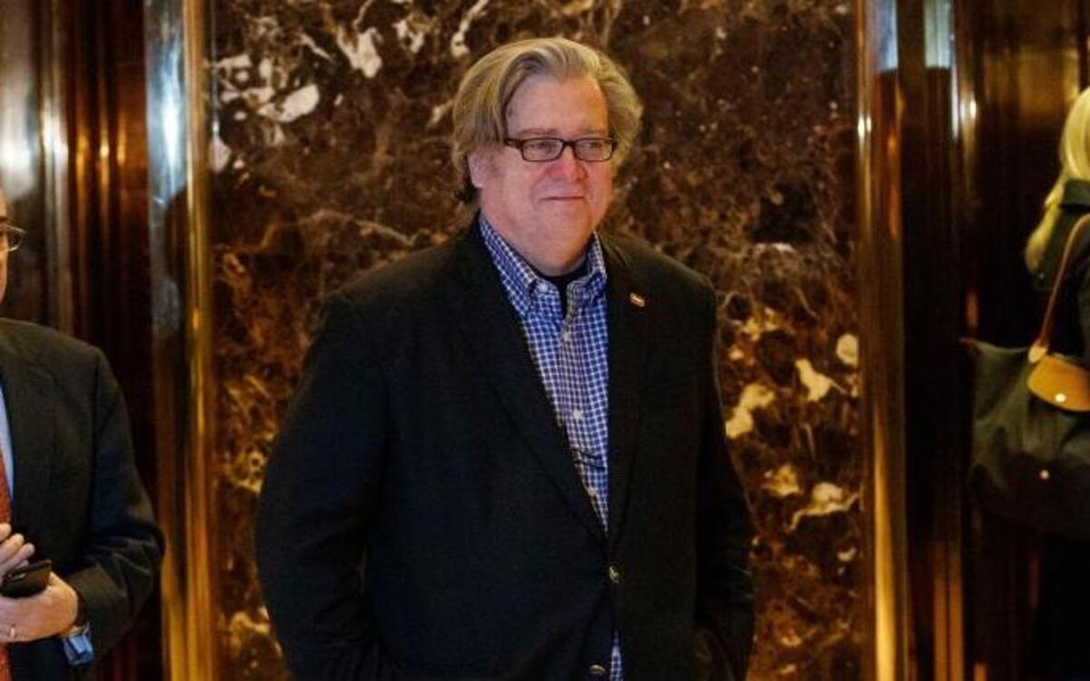 FILE - In this Nov. 11 photo, Stephen Bannon, campaign CEO for President-elect Donald Trump, leaves Trump Tower in New York. Trump on Sunday named Republican Party chief Reince Priebus as White House chief of staff and conservative media owner Bannon as his top presidential strategist, two men who represent opposite ends of the unsettled GOP. (