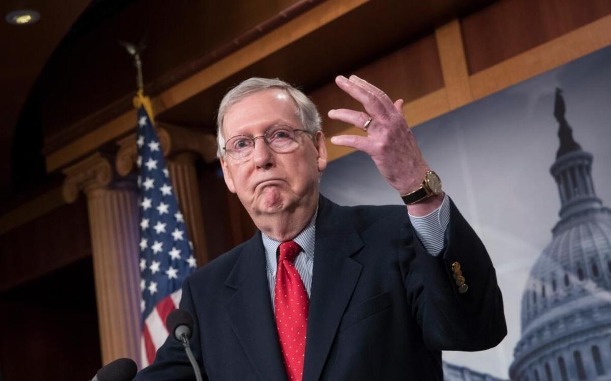 Senate Majority Leader Mitch McConnell, R-Ky., speaks to reporters on Capitol Hill in Washington, Friday, Feb. 17, 2017, as Republicans prepare to use their majority to confirm President Donald Trump's nominee to lead the Environmental Protection Agency, despite calls from Democrats to delay until requested emails are released.