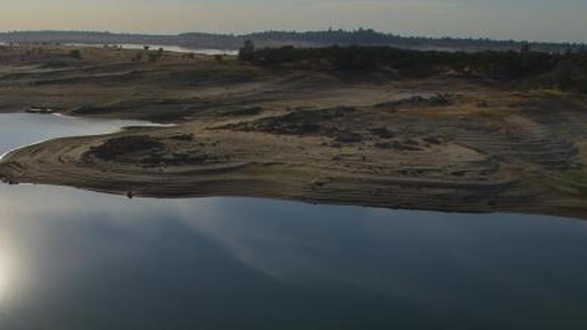 Folsum Lake’s waterline was receding in October, when this photo was taken. Storms have since filled the lake.