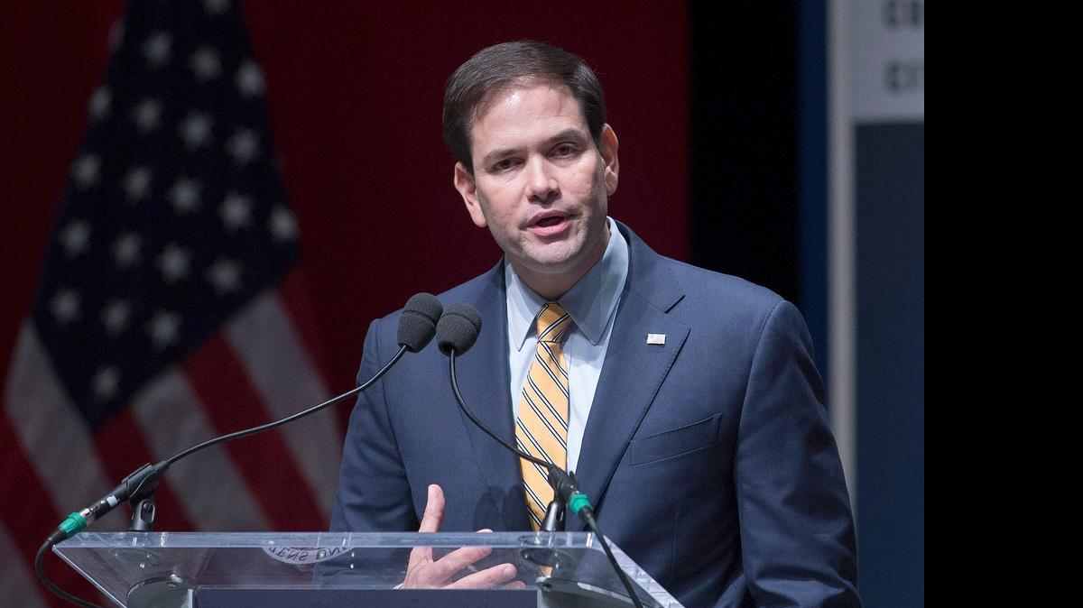 
Sen. Marco Rubio, R-Fla. and a 2016 U.S. presidential candidate, speaking during an appearance in Greenville, S.C. Rubio’s views on foreign policy have evolved from moderate to ultra-hawk.
