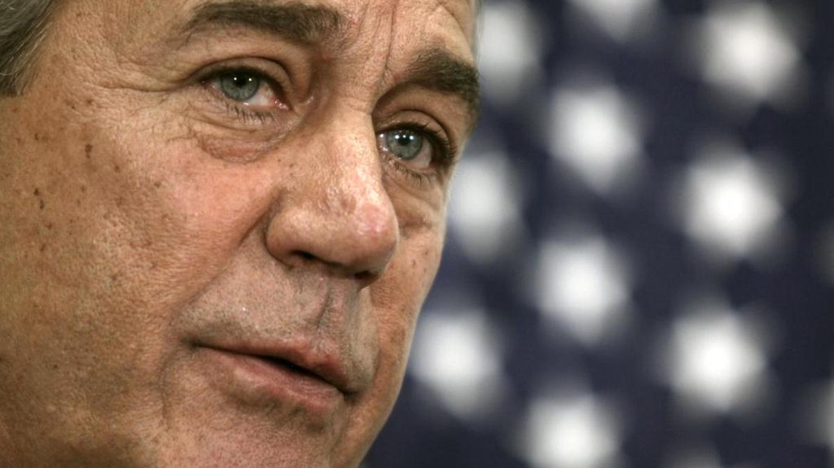 Outgoing House Speaker John Boehner of Ohio talks with reporters on Capitol Hill in Washington, Tuesday, Oct. 27, 2015.