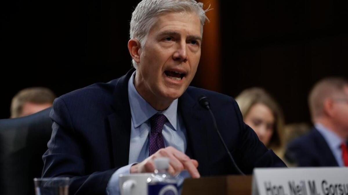 Supreme Court Justice nominee Neil Gorsuch speaks on Capitol Hill in Washington, Tuesday, March 21, 2017, during his confirmation hearing before the Senate Judiciary Committee.