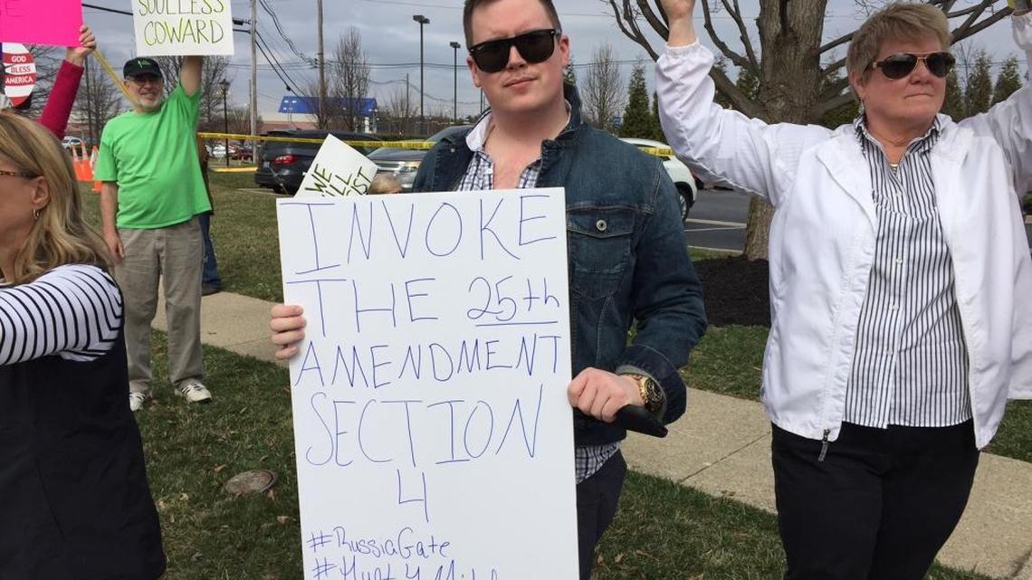 Brent Gambrell drove 200 miles from Middlesboro, Kentucky, to Louisville to greet Senate Majority Leader Mitch McConnell on Feb. 22, 2017.