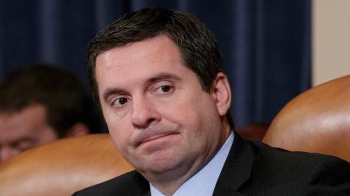 House Intelligence Committee Chairman Rep. Devin Nunes, flanked by the committee's ranking member Rep. Adam Schiff, left, and Rep. Peter King, R-N.Y., at Monday’s hearing on allegations of Russian interference in the 2016 U.S. presidential election.