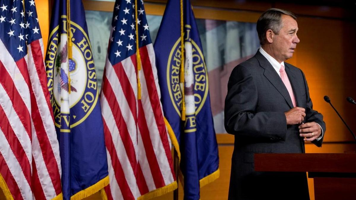 
House Speaker John Boehner of Ohio listens to a question during a news conference on Capitol Hill in Washington, Friday, Sept. 25, 2015. In a stunning move, Boehner informed fellow Republicans on Friday that he would resign from Congress at the end of October, stepping aside in the face of hardline conservative opposition that threatened an institutional crisis. 
