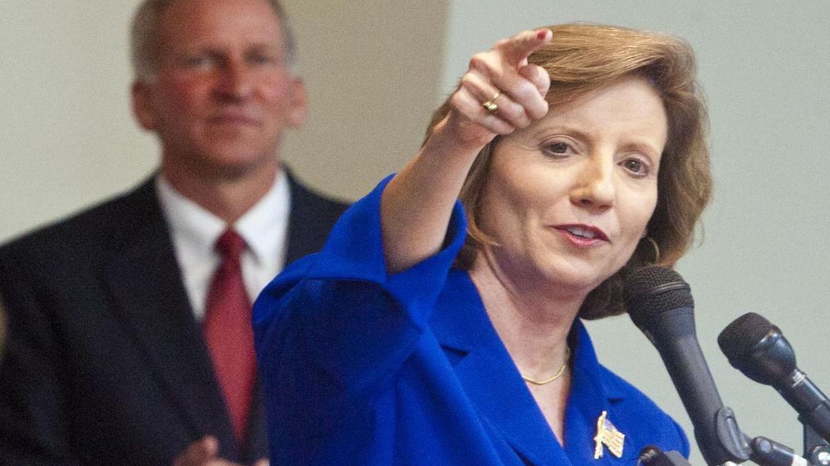 Republican Vicky Hartzler, R-Mo., shown speaking to supporters on election night in 2012, says Congress should continue its investigation into abortion providers. (Behind Hartzler is her husband Lowell Hartzler.)