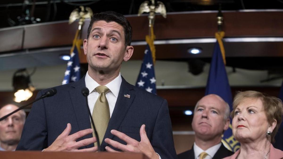 Speaker of the House Paul Ryan, R-Wis.,is joined by, from left, Rep. Tom Marino, R-Pa., Rep. Mike Coffman, R-Colo., and Rep. Kay Granger, R-Texas.