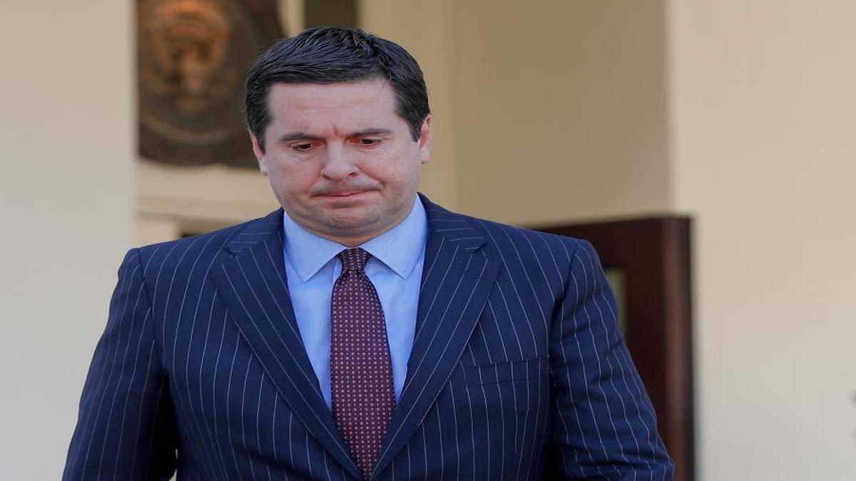 House Intelligence Committee Chairman Rep. Devin Nunes, R-Calif. walks out of the White House in Washington, March 22, 2017, to speak with reporters following a meeting with President Donald Trump.